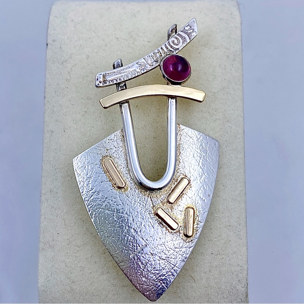 Modernist Idelle Hammond-Sass 14k And Sterling Abstract Brooch